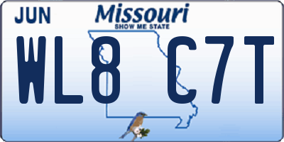 MO license plate WL8C7T