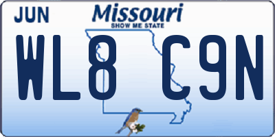 MO license plate WL8C9N