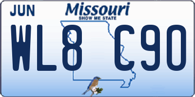MO license plate WL8C9O