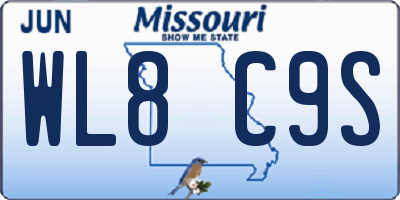MO license plate WL8C9S