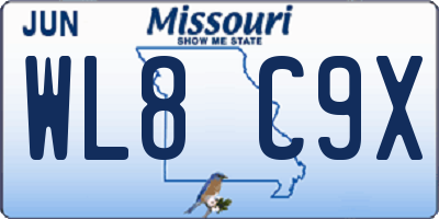 MO license plate WL8C9X