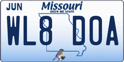 MO license plate WL8D0A