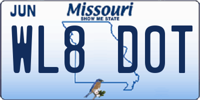 MO license plate WL8D0T