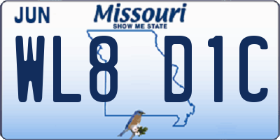 MO license plate WL8D1C