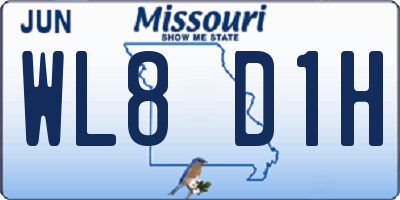 MO license plate WL8D1H