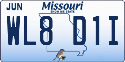 MO license plate WL8D1I