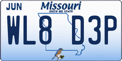 MO license plate WL8D3P