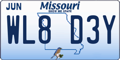 MO license plate WL8D3Y
