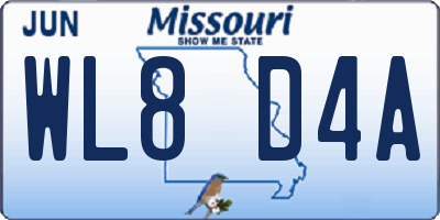 MO license plate WL8D4A