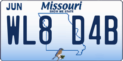 MO license plate WL8D4B