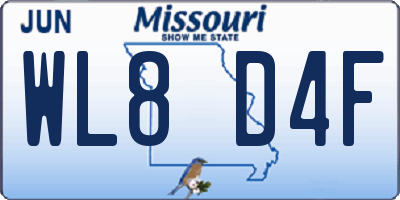 MO license plate WL8D4F