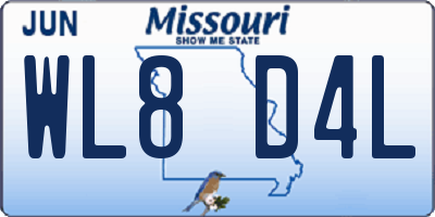 MO license plate WL8D4L