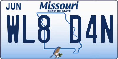 MO license plate WL8D4N