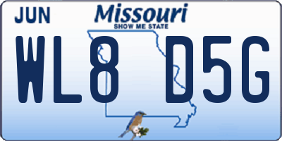 MO license plate WL8D5G