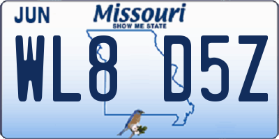 MO license plate WL8D5Z