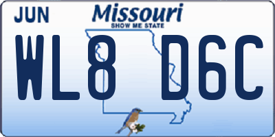 MO license plate WL8D6C