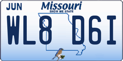 MO license plate WL8D6I