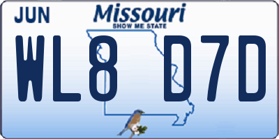 MO license plate WL8D7D