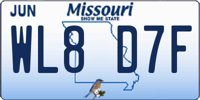 MO license plate WL8D7F