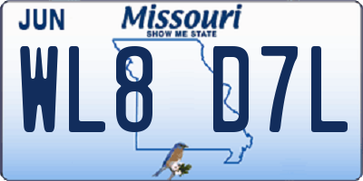 MO license plate WL8D7L