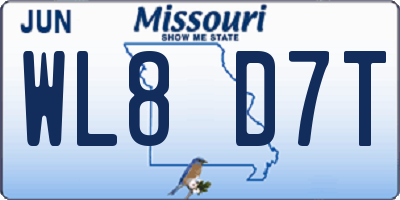 MO license plate WL8D7T