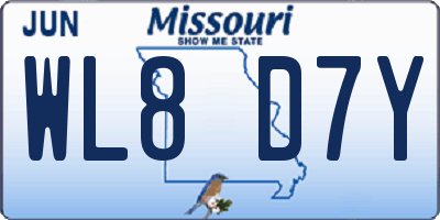 MO license plate WL8D7Y
