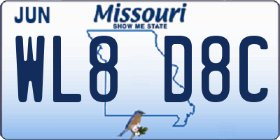 MO license plate WL8D8C