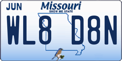 MO license plate WL8D8N