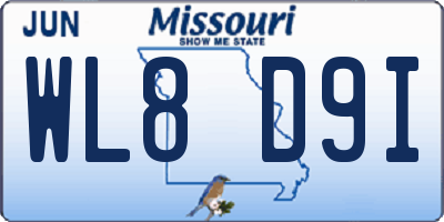 MO license plate WL8D9I