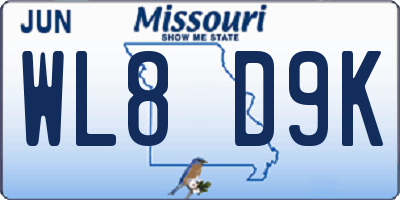 MO license plate WL8D9K