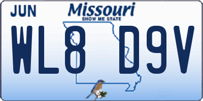 MO license plate WL8D9V