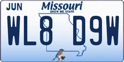 MO license plate WL8D9W