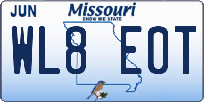 MO license plate WL8E0T