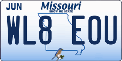 MO license plate WL8E0U