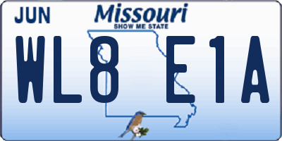 MO license plate WL8E1A