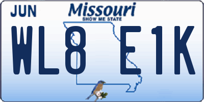 MO license plate WL8E1K