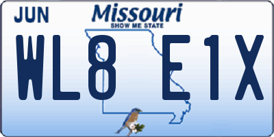 MO license plate WL8E1X