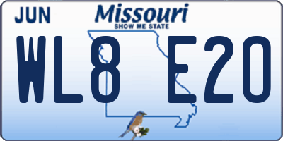 MO license plate WL8E2O