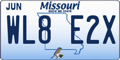 MO license plate WL8E2X