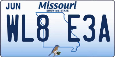 MO license plate WL8E3A