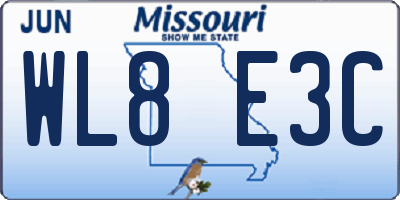 MO license plate WL8E3C