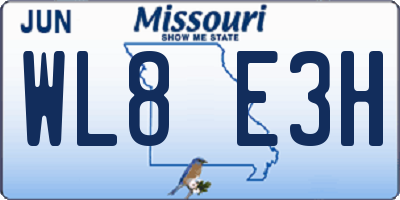 MO license plate WL8E3H
