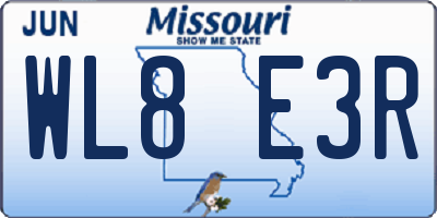 MO license plate WL8E3R