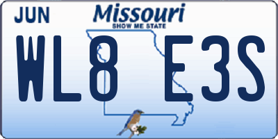 MO license plate WL8E3S