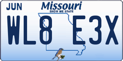 MO license plate WL8E3X