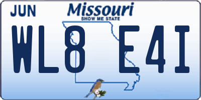 MO license plate WL8E4I