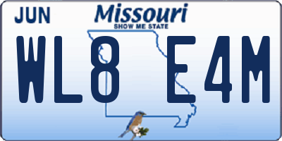 MO license plate WL8E4M
