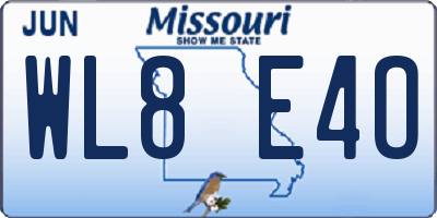 MO license plate WL8E4O
