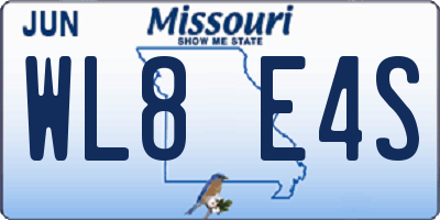 MO license plate WL8E4S
