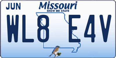 MO license plate WL8E4V